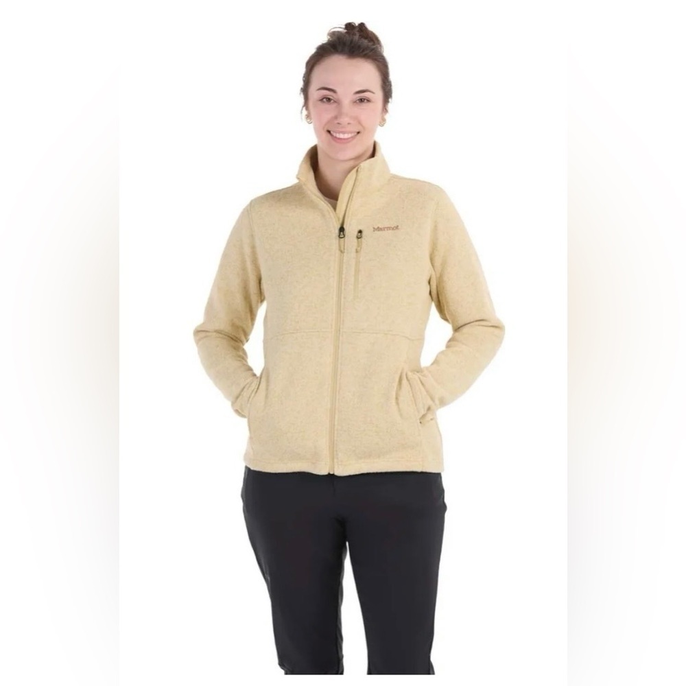 New Marmot Women's Drop Line Jacket in Light Oak Sz Small Half Zip Sweater